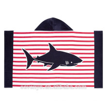 100% Baumwolle personalisiert Stripe Shark Beach Druck Kapuzentuch HDT-031